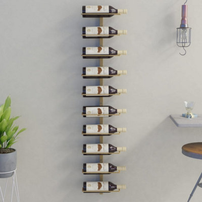 Vidaxl Wall-Mounted Wine Rack For 10 Bottles Gold Metal from B&Q