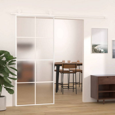 Vidaxl Sliding Door Frosted Esg Glass And Aluminium 90X205 Cm White
