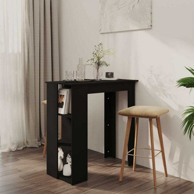 Vidaxl Bar Table With Shelf 102X50x103.5 Cm Engineered Wood Black