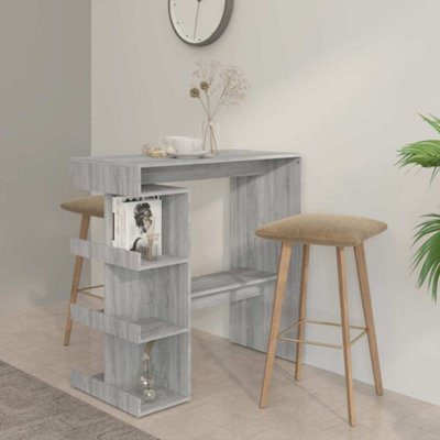 Vidaxl Bar Table with Storage Rack - Grey Sonoma - 100x50x101.5 cm - Image 3