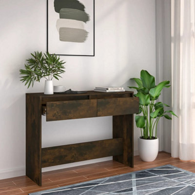 B&Q -  Console Table Smoked Oak 100X35X76.5 Cm Engineered Wood