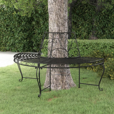 Vidaxl Half Round Tree Bench 160 Cm Black Steel from B&Q