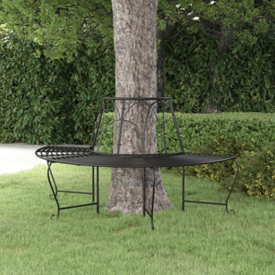 Vidaxl Half Round Tree Bench 159 Cm Black Steel Tree Benches from B&Q