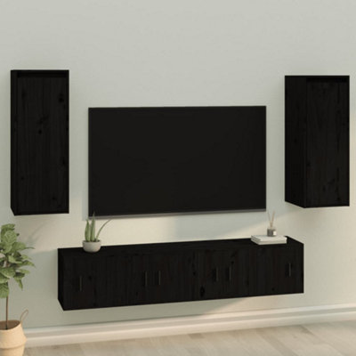 Vidaxl Wall Cabinets 2 Pcs 30X30x80 Cm Solid Wood Pine Black