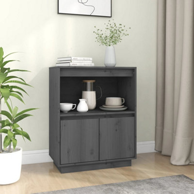 B&Q -  Sideboard Grey 60X34X75 Cm Solid Wood Pine