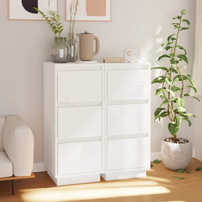 Vidaxl (White, 2) 1/2X Solid Wood Pine Sideboard Storage Side Door Cabinet Multi Colours - Image 3