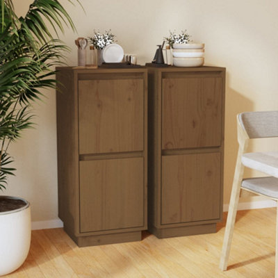 B&Q -  Sideboards 2 Pcs Honey Brown 31.5X34X75 Cm Solid Wood Pine