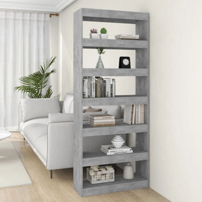 B&Q -  Book Cabinet/room Divider Concrete Grey 80X30X198 Cm Engineered Wood Book Cabinets