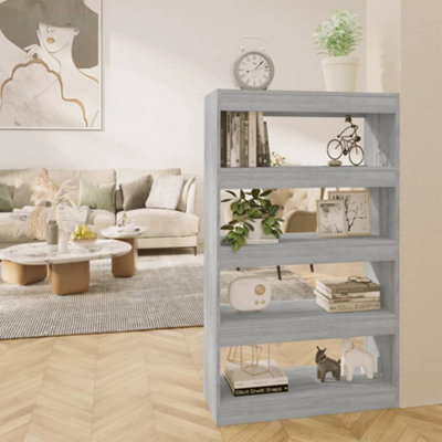 B&Q -  Book Cabinet/room Divider Grey Sonoma 80X30X135 Cm Engineered Wood Book Cabinets