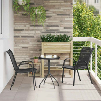 B&Q -  Stackable Garden Chairs 2 Pcs Black Textilene Fabric