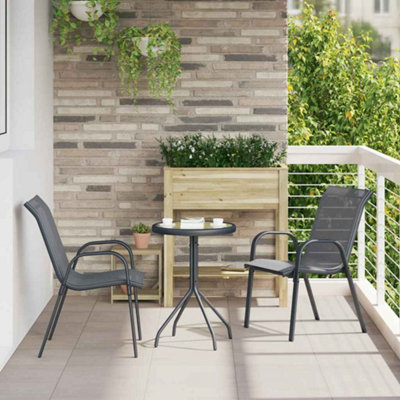Vidaxl Stackable Garden Chairs 2 Pcs Grey Textilene Fabric from B&Q