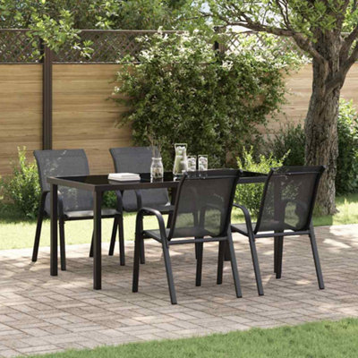 Vidaxl Stackable Garden Chairs 4 Pcs Black Textilene Fabric from B&Q