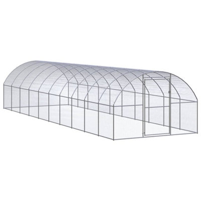 Vidaxl Outdoor Chicken Coop 3X10x2 M Galvanised Steel Garden Poultry House - Image 3