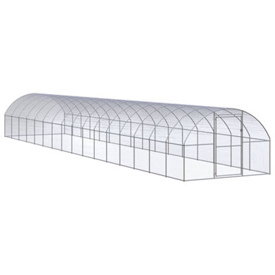 Vidaxl Outdoor Chicken Coop 3X16x2 M Galvanised Steel Garden Poultry House - Image 3