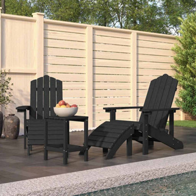 Vidaxl Garden Adirondack Chairs With Footstool & Table Hdpe Anthracite from B&Q
