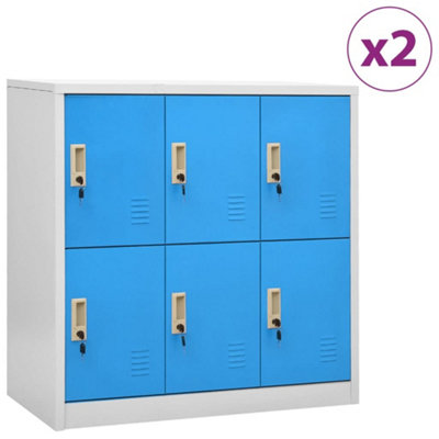 B&Q -  Locker Cabinets 2 Pcs Light Grey And Blue 90X45X92.5 Cm Steel