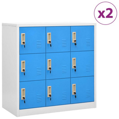 B&Q -  Locker Cabinets 2 Pcs Light Grey And Blue 90X45X92.5 Cm Steel