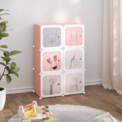B&Q -  Cube Storage Cabinet For Kids With 6 Cubes Pink Pp