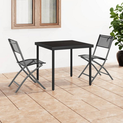B&Q -  Folding Outdoor Chairs 2 Pcs Black Steel And Textilene