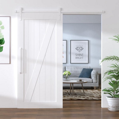 B&Q -  Sliding Door Hardware Kit 200 Cm Steel White Sliding Door Hardwares