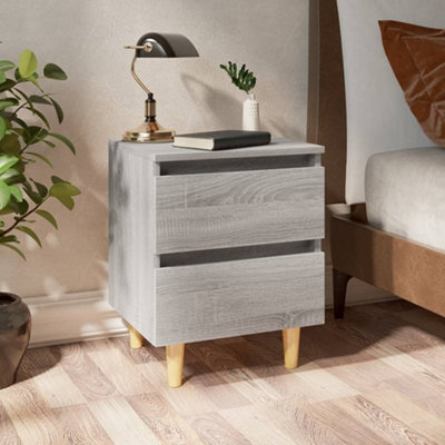 Vidaxl Bed Cabinets With Solid Wood Legs 2 Pcs Grey Sonoma 40X35X50 Cm from B&Q
