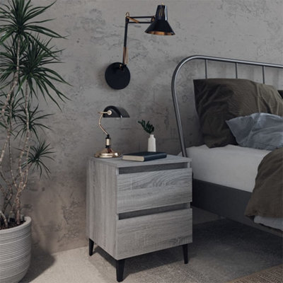 Vidaxl Bed Cabinet With Metal Legs Grey Sonoma 40X35X50 Cm from B&Q
