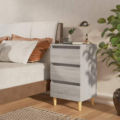 Vidaxl Bed Cabinet With Solid Wood Legs Grey Sonoma 40X35X69 Cm Bed Cabinets from B&Q