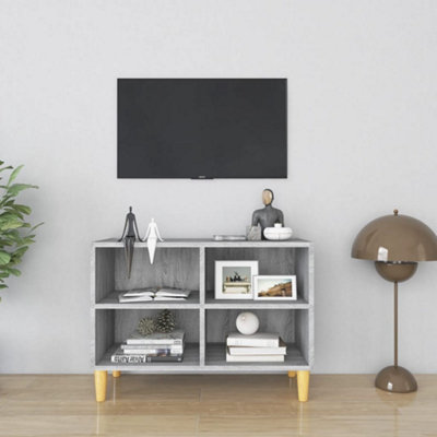 Vidaxl Tv Cabinet With Solid Wood Legs Sonoma 69.5X30x50 Cm Grey
