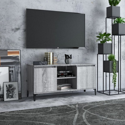 Vidaxl Tv Cabinet With Metal Legs Grey Sonoma 103.5X35X50 Cm