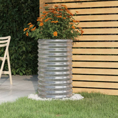 Vidaxl Garden Planter Powder-Coated Steel 40X40x68 Cm Silver - B&Q