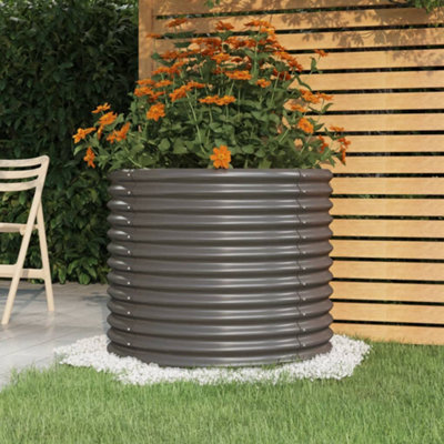 B&Q -  Garden Planter Galvanised Steel 80X80X68 Cm Grey