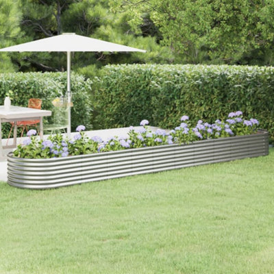Vidaxl Garden Raised Bed Powder-Coated Steel 440X80x36 Cm Garden Raised Beds Silver