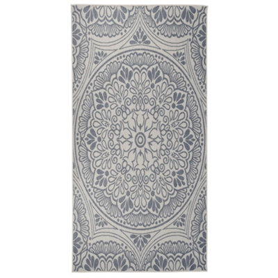 B&Q -  Outdoor Flatweave Rug 100X200 Cm Blue Pattern