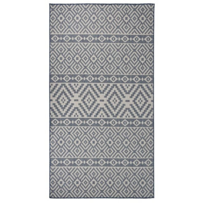 B&Q -  Outdoor Flatweave Rug 80X150 Cm Blue Stripes