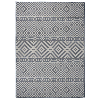 B&Q -  Outdoor Flatweave Rug 200X280 Cm Blue Stripes
