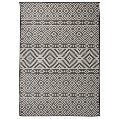 B&Q -  Outdoor Flatweave Rug 140X200 Cm Black Stripes