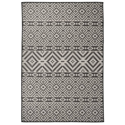 B&Q -  Outdoor Flatweave Rug 160X230 Cm Black Stripes