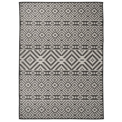B&Q -  Outdoor Flatweave Rug 200X280 Cm Black Stripes