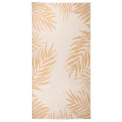 B&Q -  Outdoor Flatweave Rug 100X200 Cm Leaf Pattern