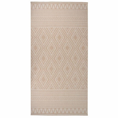 B&Q -  Outdoor Flatweave Rug 100X200 Cm Brown Stripes
