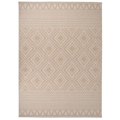 B&Q -  Outdoor Flatweave Rug 200X280 Cm Brown Stripes