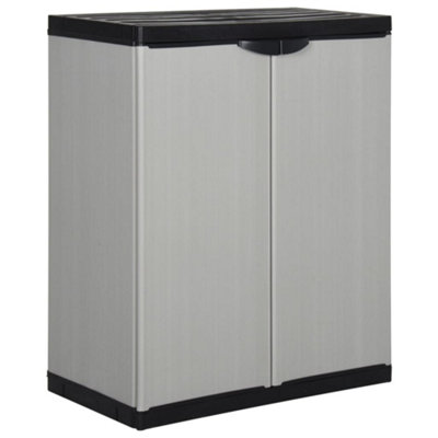 B&Q -  Garden Storage Cabinet With 1 Shelf Grey And Black 68X40X85 Cm