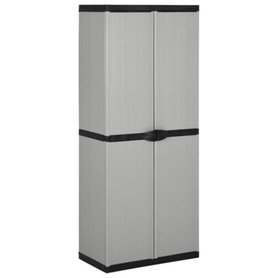 B&Q -  Garden Storage Cabinet With 3 Shelves Grey&black 68X40X168 Cm