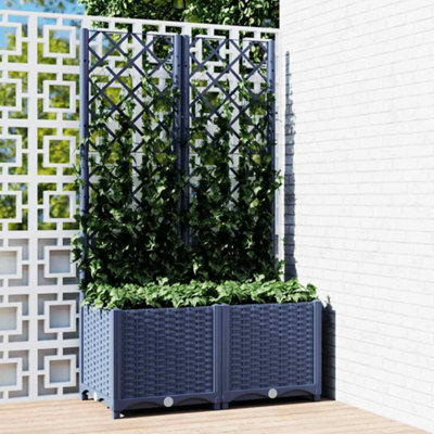 B&Q -  Garden Planter With Trellis Blue Grey 80X40X136 Cm Pp