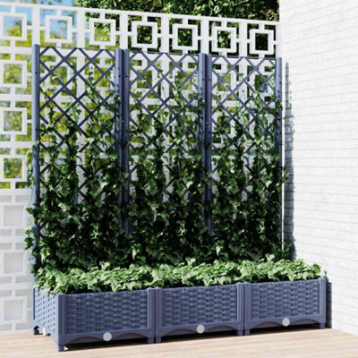 B&Q -  Garden Planter With Trellis Blue Grey 120X40X121.5 Cm Pp