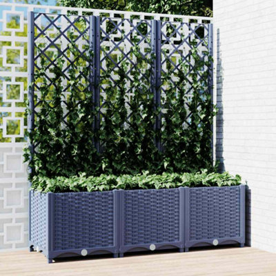 B&Q -  Garden Planter With Trellis Blue Grey 120X40X136 Cm Pp