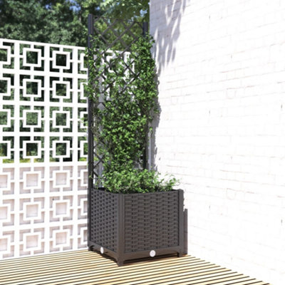 B&Q -  Garden Planter With Trellis Black 40X40X136 Cm Pp