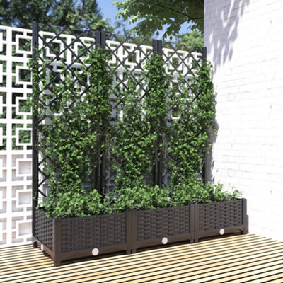 Vidaxl Garden Planter With Trellis Black 120X40X121.5 Cm Pp from B&Q