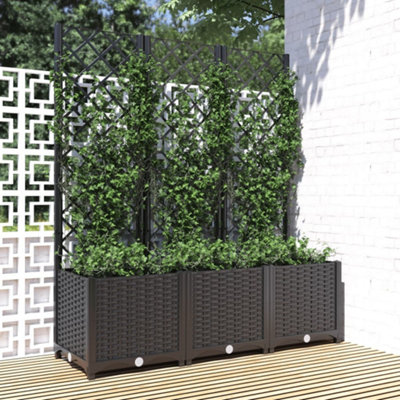 Vidaxl Garden Planter With Trellis Black 120X40X136 Cm Pp from B&Q