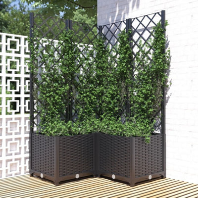 Vidaxl Garden Planter With Trellis Black 80X80X136 Cm Pp from B&Q